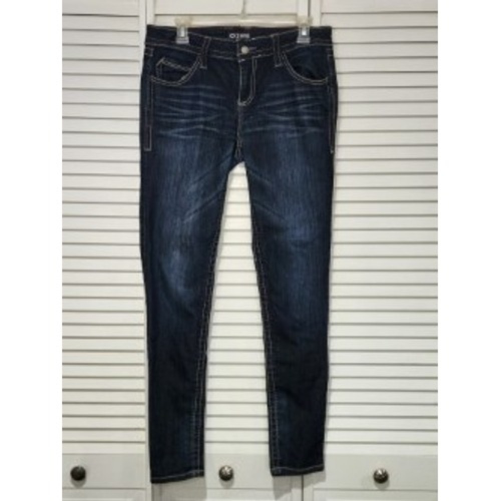XXI Premium Denim Skinny Jeans Size 30 Dark Wash Rhinestone Pockets